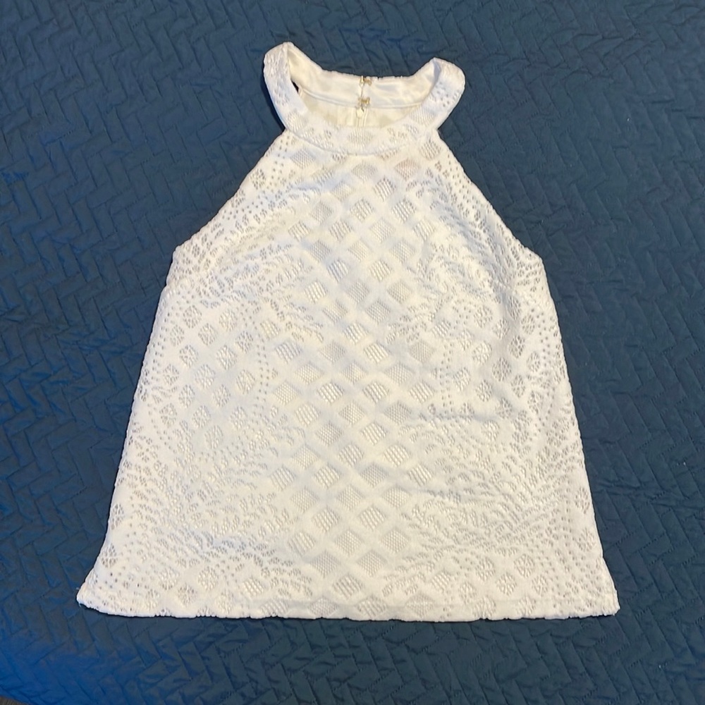 Lilly Pulitzer Rayanne Top Resort White Pineapple Geo Lace Halter Tank Size XS